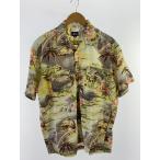ショッピングstussy STUSSY◆90s/アロハシャツ/半袖シャツ/M/コットン/イエロー/総柄/USA製/紺タグ