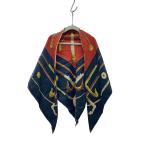 HERMES◆カレ90/CANNES&POMMEAUX/スカーフ/シルク/ブラック/総柄/レディース