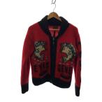 ショッピングカウチン EVISU◆カウチン/ニットジャケット/ブラックバス/カーディガン(厚手)/38/レッド/ブラック