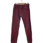 EVISU◆家紋/ボタンフライ/デニムパンツ/ストレートパンツ/34/コットン/レッド/総柄