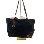 GUCCI◆ハンドバッグ/キャンバス/BLK/モノグラム/169946/ブラック/ニューブリットトートバッグ/