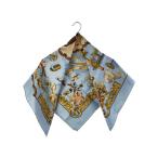 HERMES◆カレ90/Cogeaux/スカーフ/シルク/BLU/総柄/レディース