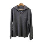 MAISON KITSUNE◆ボールドフォックスヘッドパッチハーフジップリブドジャン/L/ウール/グレ/LM00807KT1093//