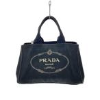 PRADA◆ハンドバッグ/キャンバス/ブラック/カナパ/色焼け