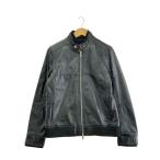 AKM◆シングルライダースジャケット/裏キルト/L/羊革/BLK