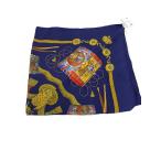 HERMES* Calle 90 LES TAMBOURS/ язык b-ru. futoshi тамбурин без тарелочек / шарф / шелк /BLU/ общий рисунок / женский //