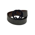 GUCCI◆ベルト/レザー/BLK/総柄/メンズ