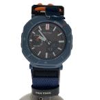 CASIO◆ソーラー腕時計_PRO TREK/デジアナ/キャンバス/BRW/BLU//