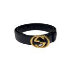 GUCCI◆ベルト/レザー/BLK/無地/レディ