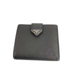 PRADA◆2つ折り財布/レザー/BLK/レディース/2MO008