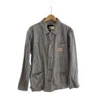 STUSSY◆WORK GEAR/ヒッコリーカバーオール/XL/コットン/IDG/ストライプ/OLD STUSSY