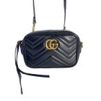 GUCCI◆ショルダーバッグ_GGマーモント_キルティング/レザー/BLK