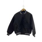STUSSY◆Sequins Satin Jacket/スタジャン/M/ポリエステル/BLK/115718