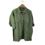 GAP◆90s/オープンカラー/長袖シャツ/L/リネン/レーヨン/GRN/無地