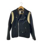 STUSSY◆ダブルライダースジャケット/38/ウール/BLK/無地