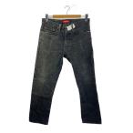 ショッピングsupreme Supreme◆ボトム/32/コットン/BLK/stone washed black slim/ベルト留め部分破れ有