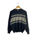 KENZO◆オールド/セーター/カウチン柄/ウール/ネイビー/汚れ有/3912-6305