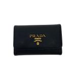 ショッピングPRADA PRADA◆サフィアーノ/4連キーケース/レザー/BLK/レディース//
