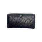 ショッピングサイフ GUCCI◆長サイフ_インターロッキングG_グッチシマ/レザー/BLK/総柄/メンズ