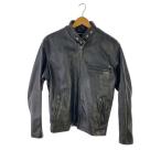 Schott◆シングルライダースジャケット/38/牛革/BLK/無地/90S/641/usa製//