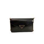 ショッピングPRADA PRADA◆ショルダーバッグ/レザー/BLK/無地/1BD350