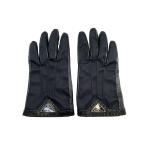 PRADA* треугольник plate / нейлон × кожа / средний палец протершееся место иметь / перчатки / нейлон /BLK/ одноцветный / мужской 