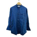 individualized shirts◆USA製/バンドカラー/PURE LINEN/長袖シャツ/M/リネン/IDG