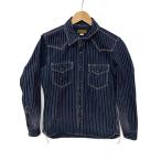 ショッピングウエスタン IRON HEART◆12ozウォバッシュ/ウエスタンシャツシャツ/S/コットン/NVY/ストライプ