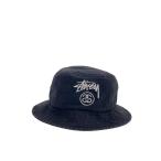 STUSSY◆バケットハット/M/コットン/BLK/無地/メンズ