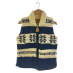 ショッピングカウチン CANADIANSWEATER◆カウチンニットベスト(厚手)/38/ウール/CRM/ボーダー/ジップ//