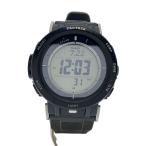 CASIO◆ソーラー腕時計_PRO TREK/デジタル/ラバー/BLK//