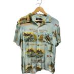 RRL◆アロハシャツ/M/レーヨン/BLU/総柄//