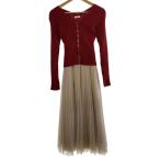 ショッピングニットワンピ FRAY I.D◆チュールプリーツスカートコンビリブニットワンピ/1/ポリエステル/RED/BEG/FWNO241022