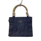 PRADA◆ハンドバッグ/ナイロン//無地ネイビー