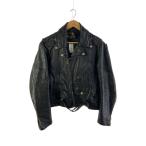 sears◆肩ほつれ有//60~70s/ダブルライダースジャケット/42/レザー/BLK/無地