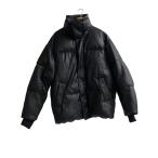 ショッピングzara ZARA◆ダウンジャケット/M/フェイクレザー/BLK/無地