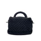 PRADA◆キルティングハンドバッグ/スウェード/BLK