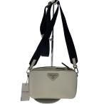 ショッピングPRADA PRADA◆ブリックサフィアーノレザーショルダーバッグ/レザー/WHT