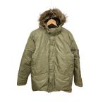 STUSSY◆ダウンジャケット/M/ウール/KHK/無地