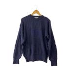 ショッピングBURBERRY BURBERRYS◆90s/ケーブルニット/M/日本製/ウール/ネイビー/BBT11-511/ロゴ刺繍