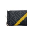 FENDI◆FENDI/フェンディ/カードケースマネークリップ付/レザー/BLK/総柄/メンズ
