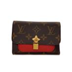 LOUIS VUITTON◆ポルト・フォイユ・フラワー・コンパクト_モノグラム・キャンバス_レザー/PVC/BRW/レディース