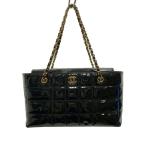 CHANEL◆ショルダーバッグ/エナメル/BLK
