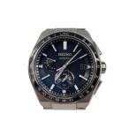 SEIKO◆ASTRON/ソーラー腕時計/アナログ/チタン/BLK/SLV