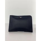 ショッピングPRADA PRADA◆セカンドバッグ/レザー/NVY/無地