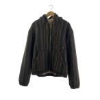 STUSSY◆Wool Stripe Work Jacket/ジャケット/XL/ポリエステル/BRW/ストライプ