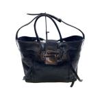 TOD’S◆ダブルTショッピングバッグ/トートバッグ/レザー/BLK