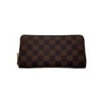 LOUIS VUITTON◆2)ジッピー・ウォレット_ダミエ・エベヌ_BRW_ローズバレリーヌ/PVC/BRW/総柄/レディース