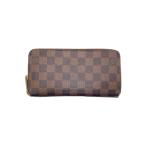 LOUIS VUITTON◆1)ジッピー・ウォレット_ダミエ・エベヌ_BRW/PVC/BRW/メンズ