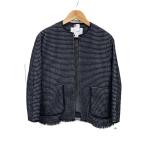 BALLSEY◆ワッフルツイードノーカラージャケット/34/ウール/BLK/11-07-34-07231//